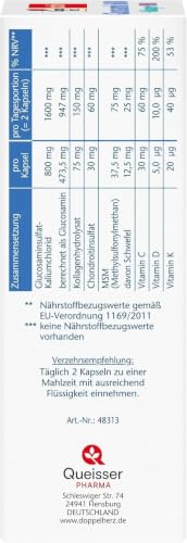 Detalle de Doppelherz Glucosamin 1600 + Kollagen + MSM + Vitamin C – Knochengesundheit und Gelenkpflege