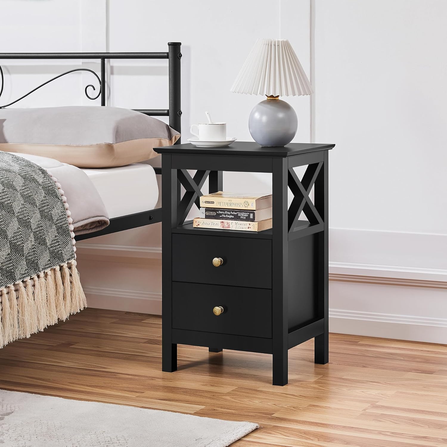 Thumbnail 1 de Yaheetech Bedside Table 30x40x60cm, black storage