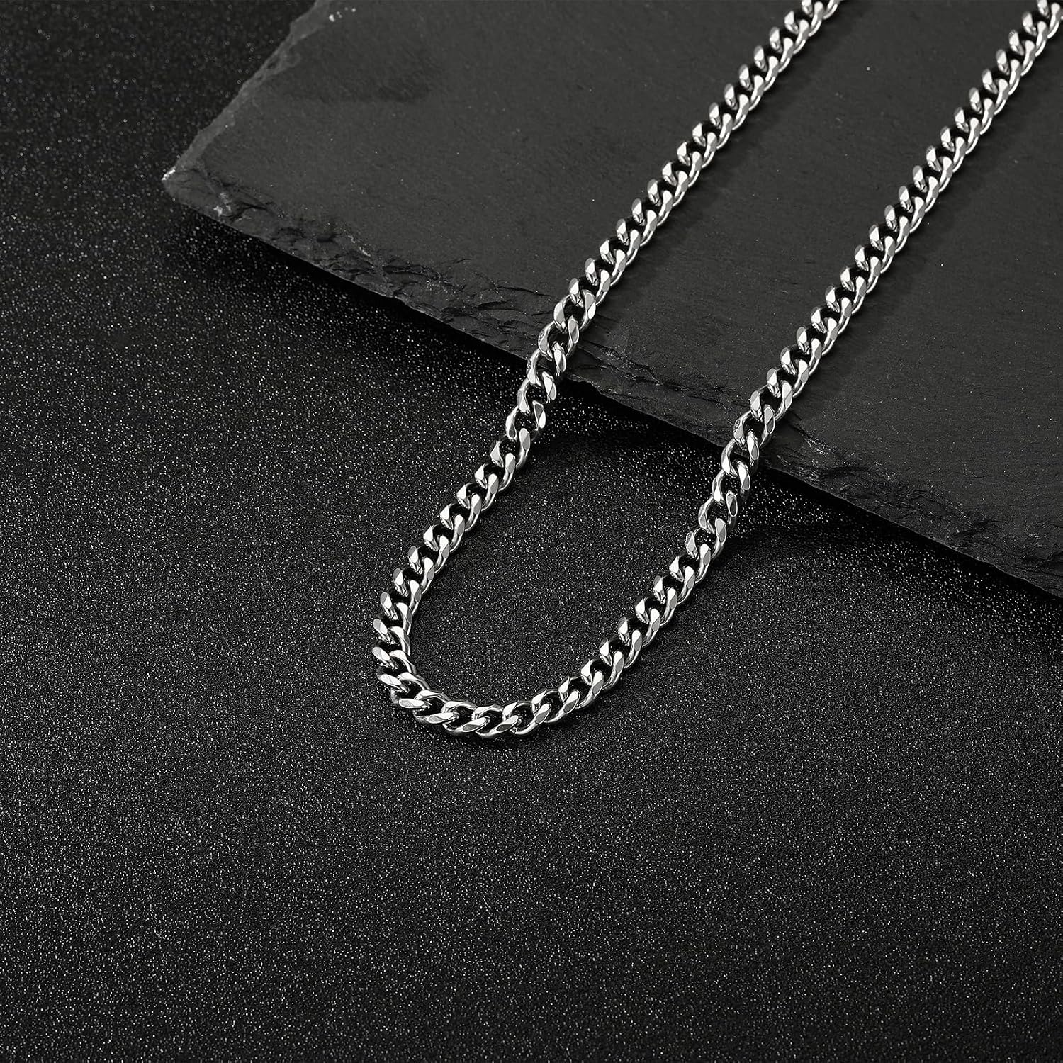 Thumbnail 6 de Aretas Herren Halskette aus Edelstahl (Panzerkette 6 mm) – Cuban Link Chain, Silber, Geschenk für Sohn/Papa