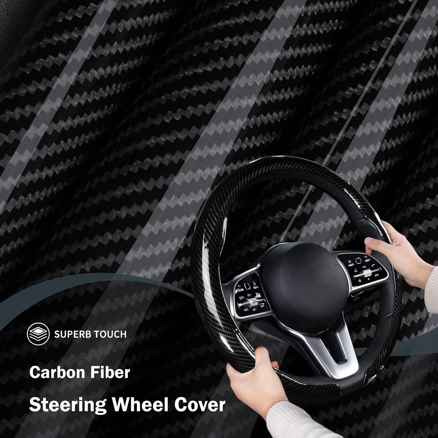 Detalle de Aotoyou Thin Clip-On Steering Wheel Cover, 14.5–16-Inch