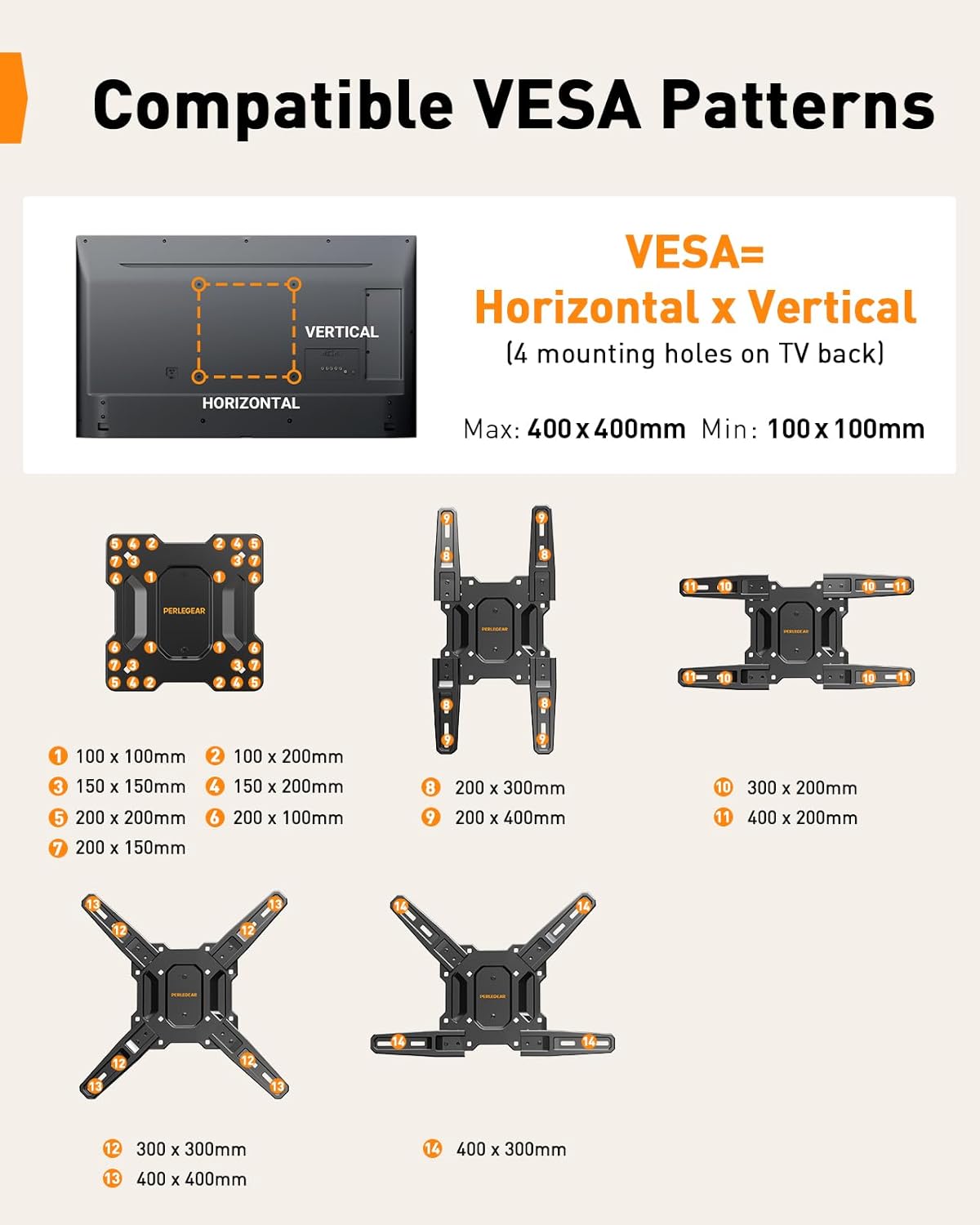 Detalle de Perlegear PGMF3 TV Mount 82 lbs