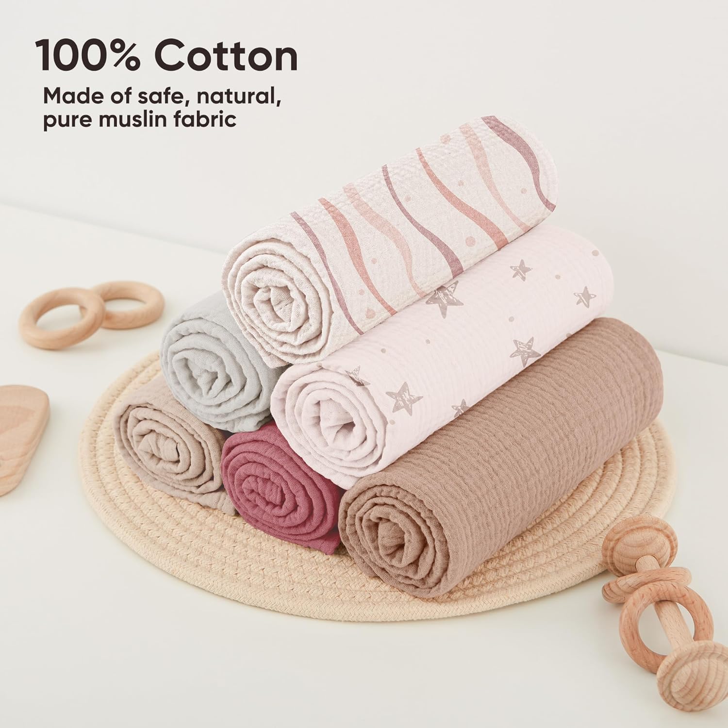 Detalle 2 de bearmoss Muslin Squares 60x60 cm cotton burp cloths 👶