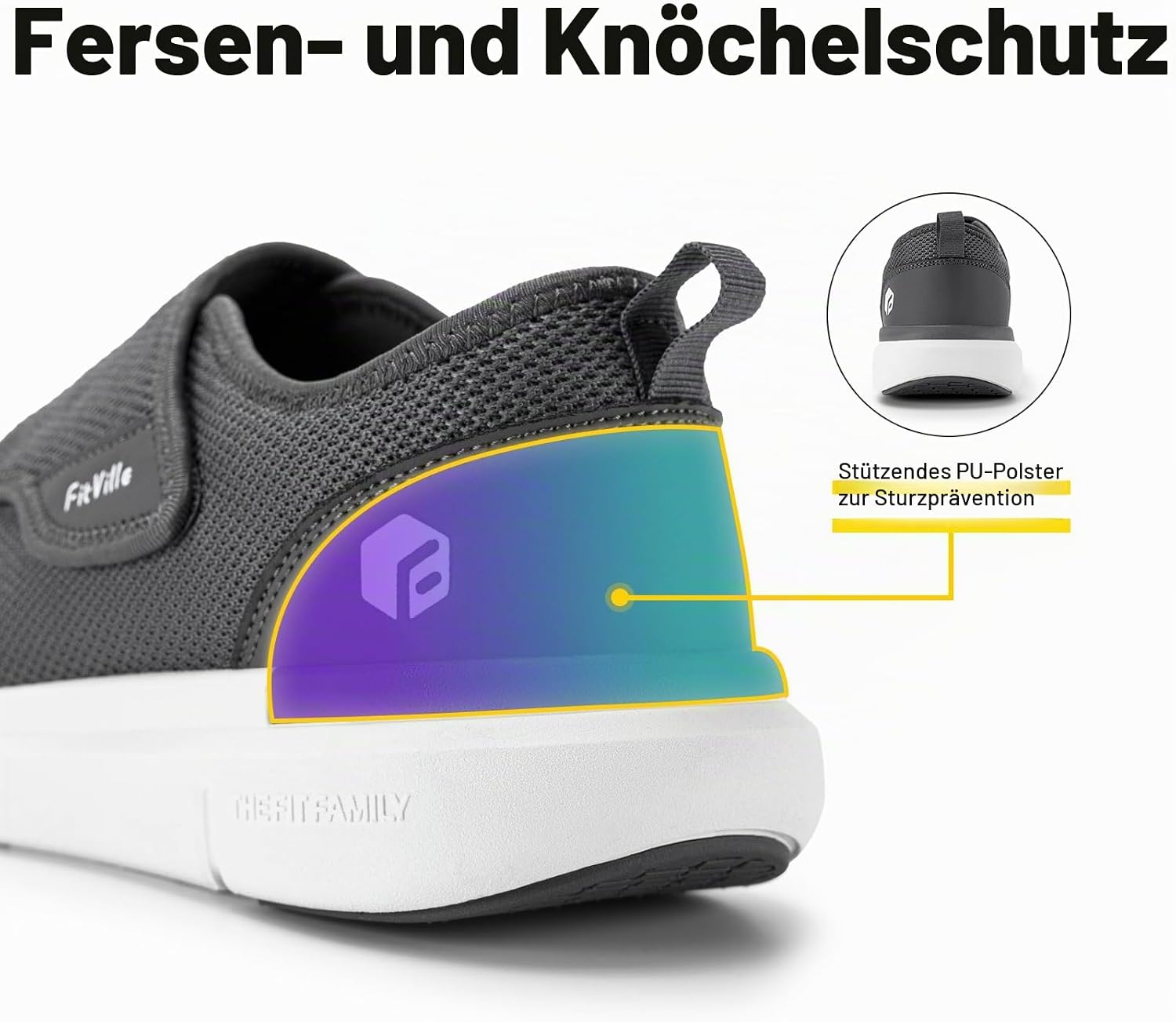 Thumbnail 4 de FitVille Schuhe Herren Extra-Weit mit Klettverschluss EasyTop Wings V2 – Pflege-Hausschuhe mit rutschfester Sohle