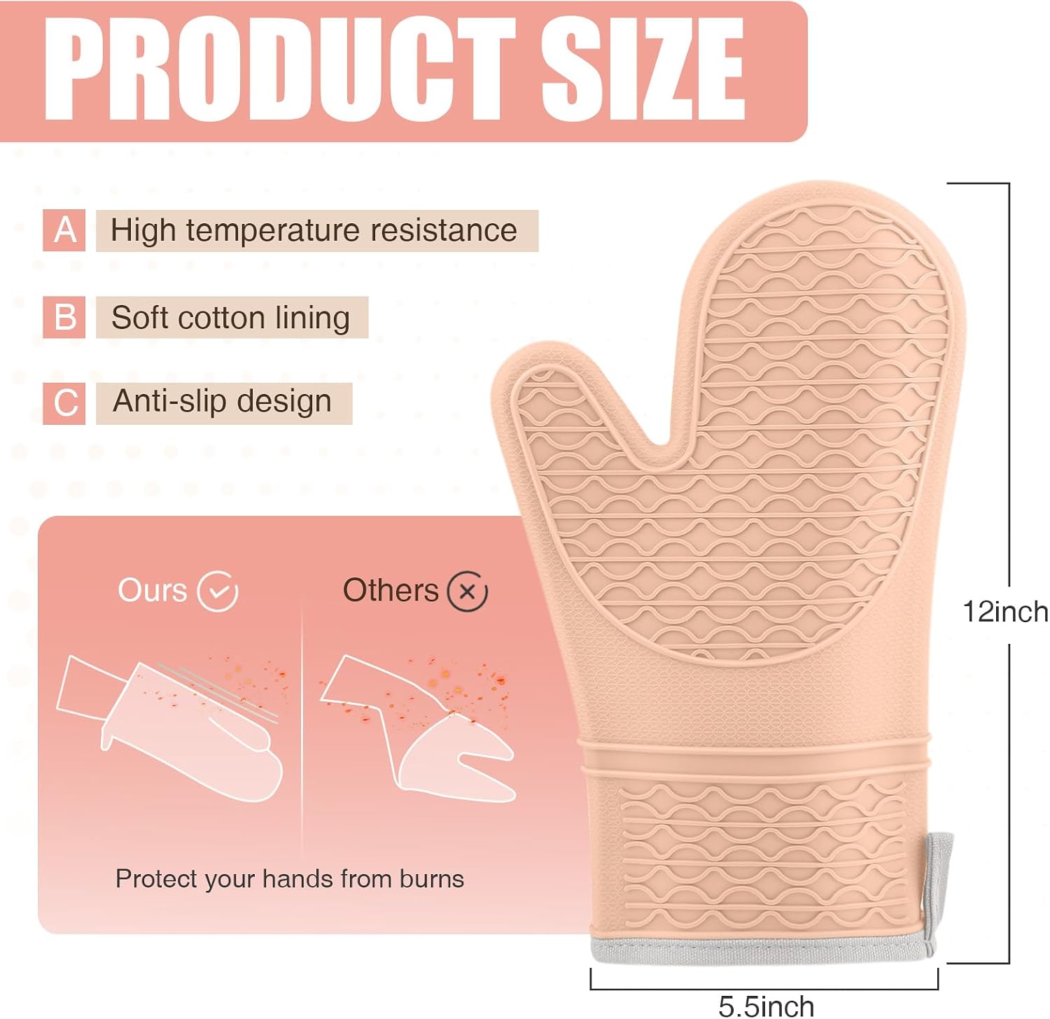 Detalle de Silicone Oven Mitts, 12.5-Inch