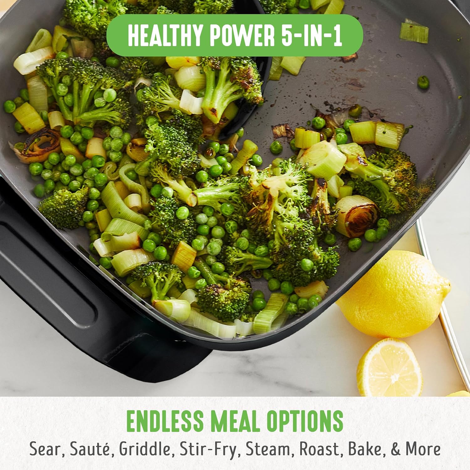 Detalle 2 de GreenLife 12" 5QT Electric Skillet — Nonstick Ceramic