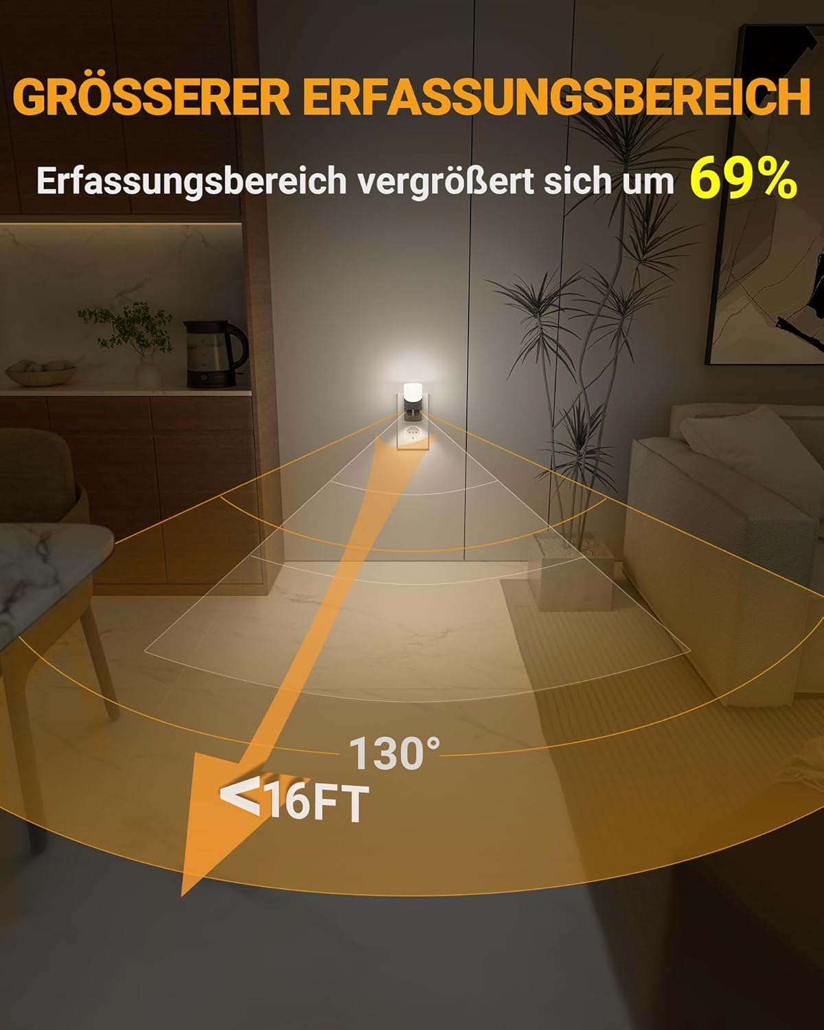 Thumbnail 1 de Lyridz Nachtlicht-Steckdose mit Bewegungssensor (2er-Set) – dimmbares LED-Nachtlicht kaltweiß, 6500K, 3 Modi
