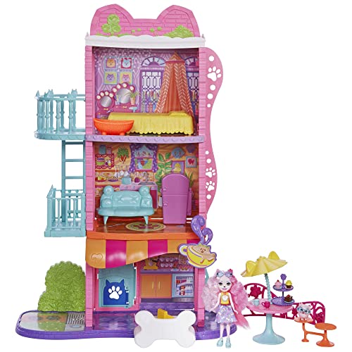 Detalle de Enchantimals City Tails Apartamento de Palmer Pomeranian y Pommy — Casa de muñecas 3 pisos (Mattel HHC18)