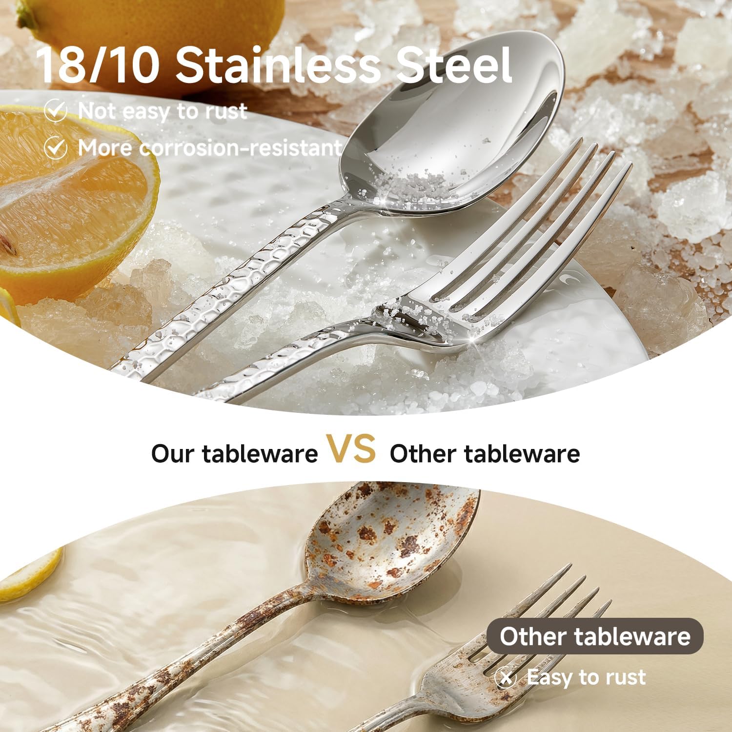 Thumbnail 2 de KINGSTONE 20 Piece Hammered Flatware Set 18/10