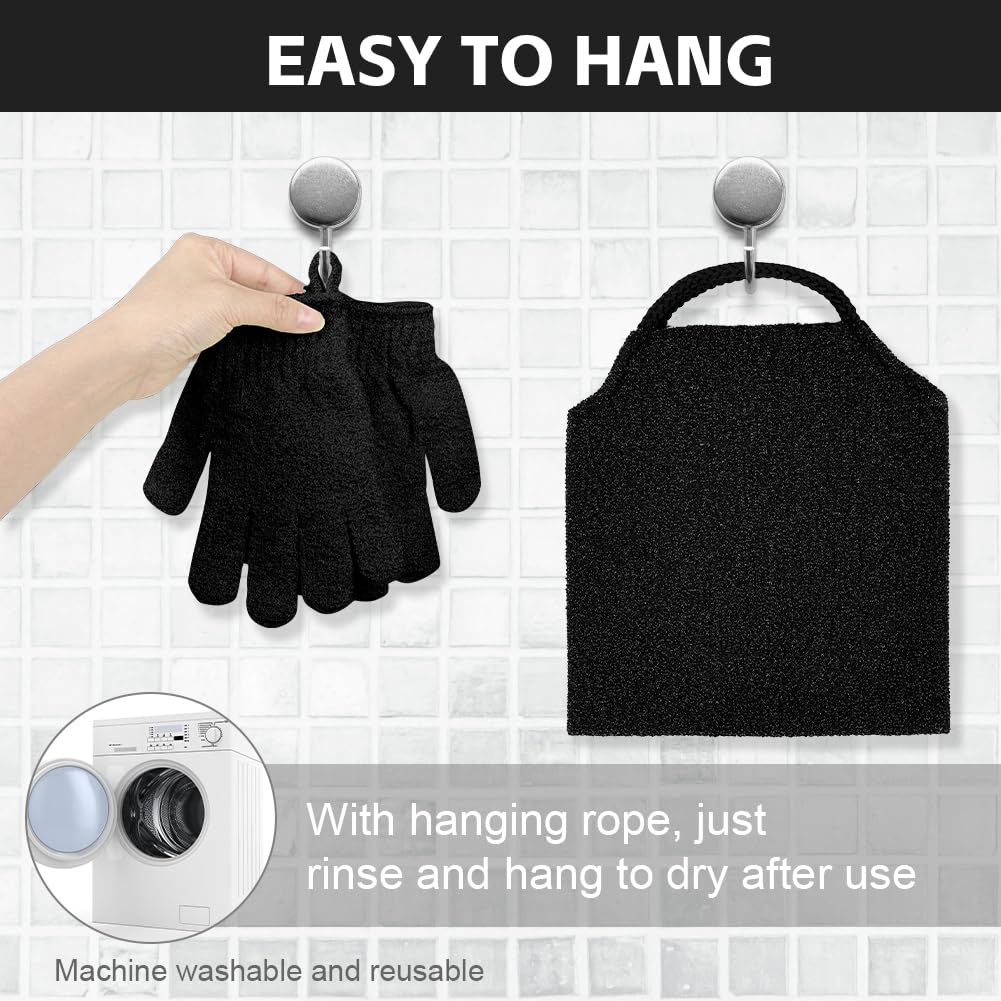 Thumbnail 4 de Vicloon Peeling-Rückenreiniger Set mit Peelinghandschuhen (2 Paar) und doppelseitigem Rückenpeeling-Waschlappen