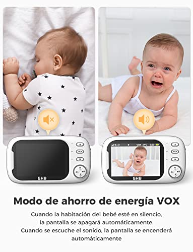 Thumbnail 2 de GHB Vigilabebés con Cámara y Pantalla IPS 3.5" 720P | VOX, Visión Nocturna y Audio Bidireccional