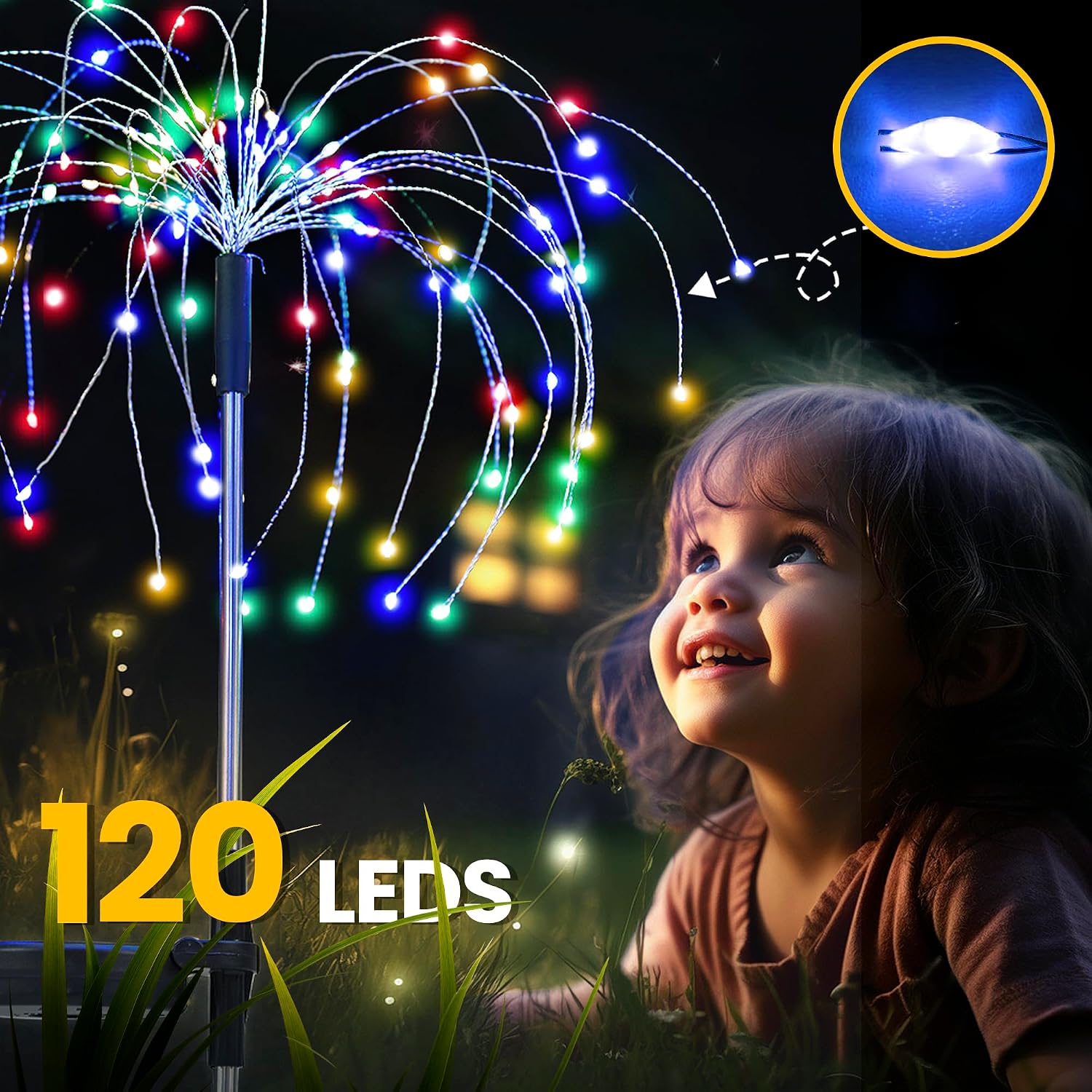 Thumbnail 4 de GIGALUMI Solarleuchten für den Außenbereich (120 LED) – 2er-Set mit Feuerwerk-Starburst-Design