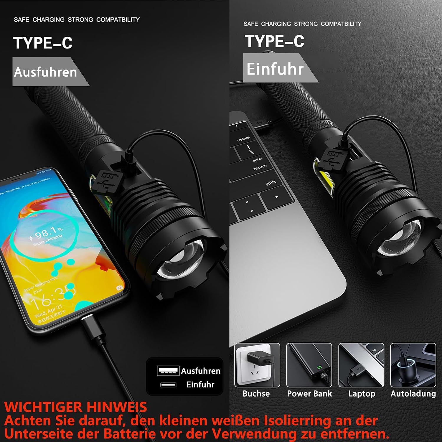 Detalle 1 de ASORT T50 Taschenlampe, 990.000 Lumen