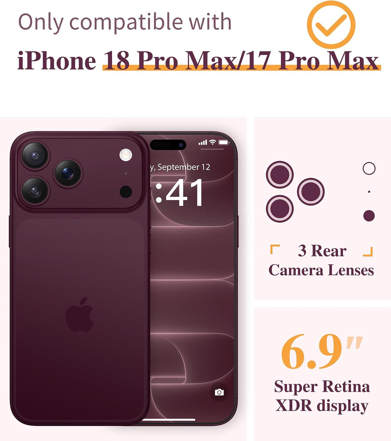 Detalle 2 de GVIEWIN Floral Clear Case for iPhone 17/18 Pro Max with Screen Protector