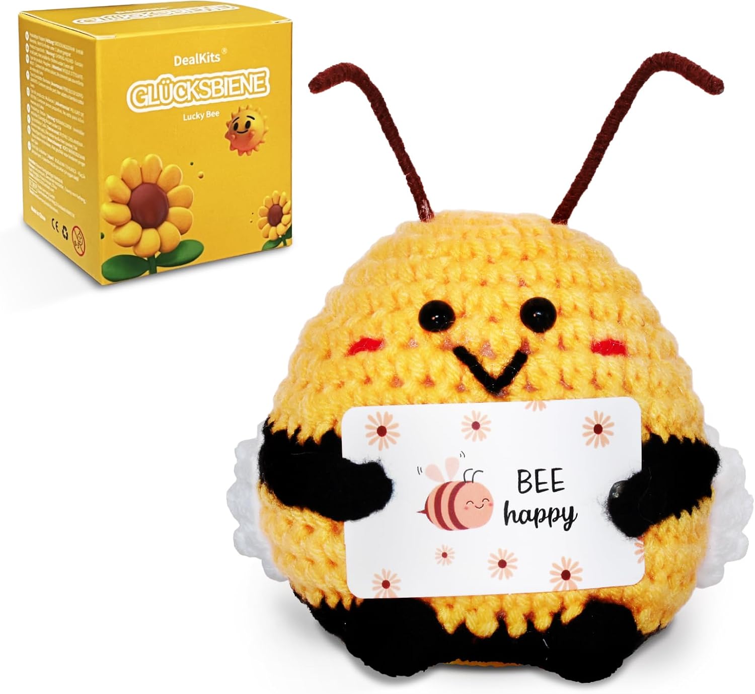 Detalle de DealKits Pocket Hug Biene gehaakte bij, 8 cm met BEE happy-kaartje