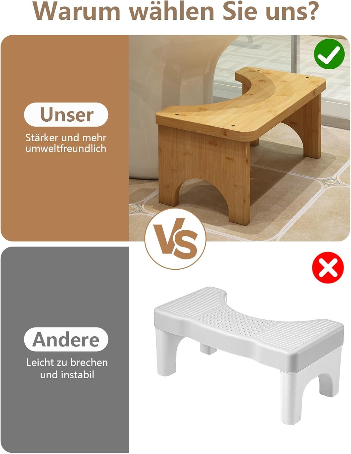 Thumbnail 3 de SeiriHelper Toilettenhocker aus Bambusholz – ergonomischer Klohocker für bequemeren Sitz im Bad