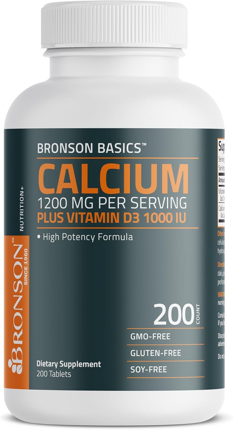 Detalle de Bronson Calcium 1200 mg + Vitamin D3 1000 IU, 200 Tablets