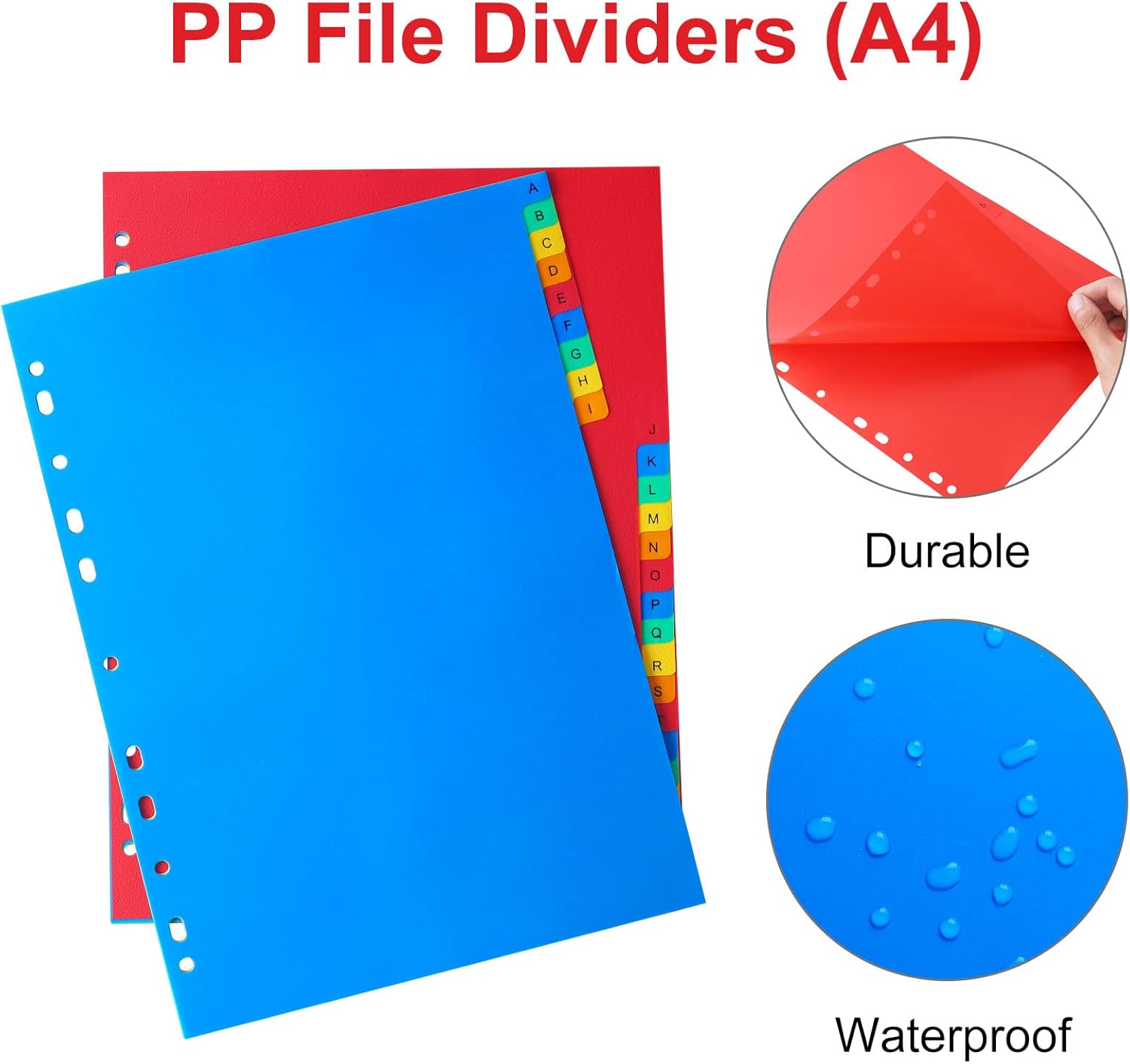 Thumbnail 5 de Lot de 5 intercalaires A4 A-Z Srvnpioy pour classeurs à anneaux, 26 onglets en polypropylène multicolores