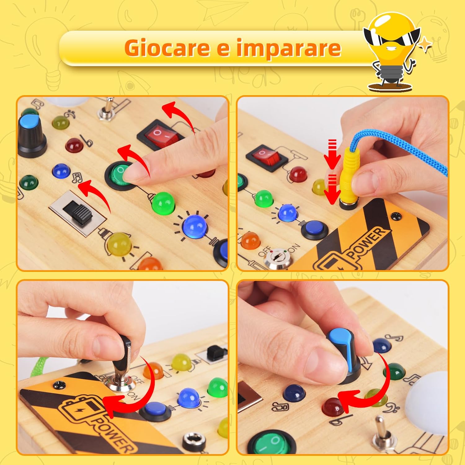 Detalle de Yitical Busy Board Montessori 15 luci LED