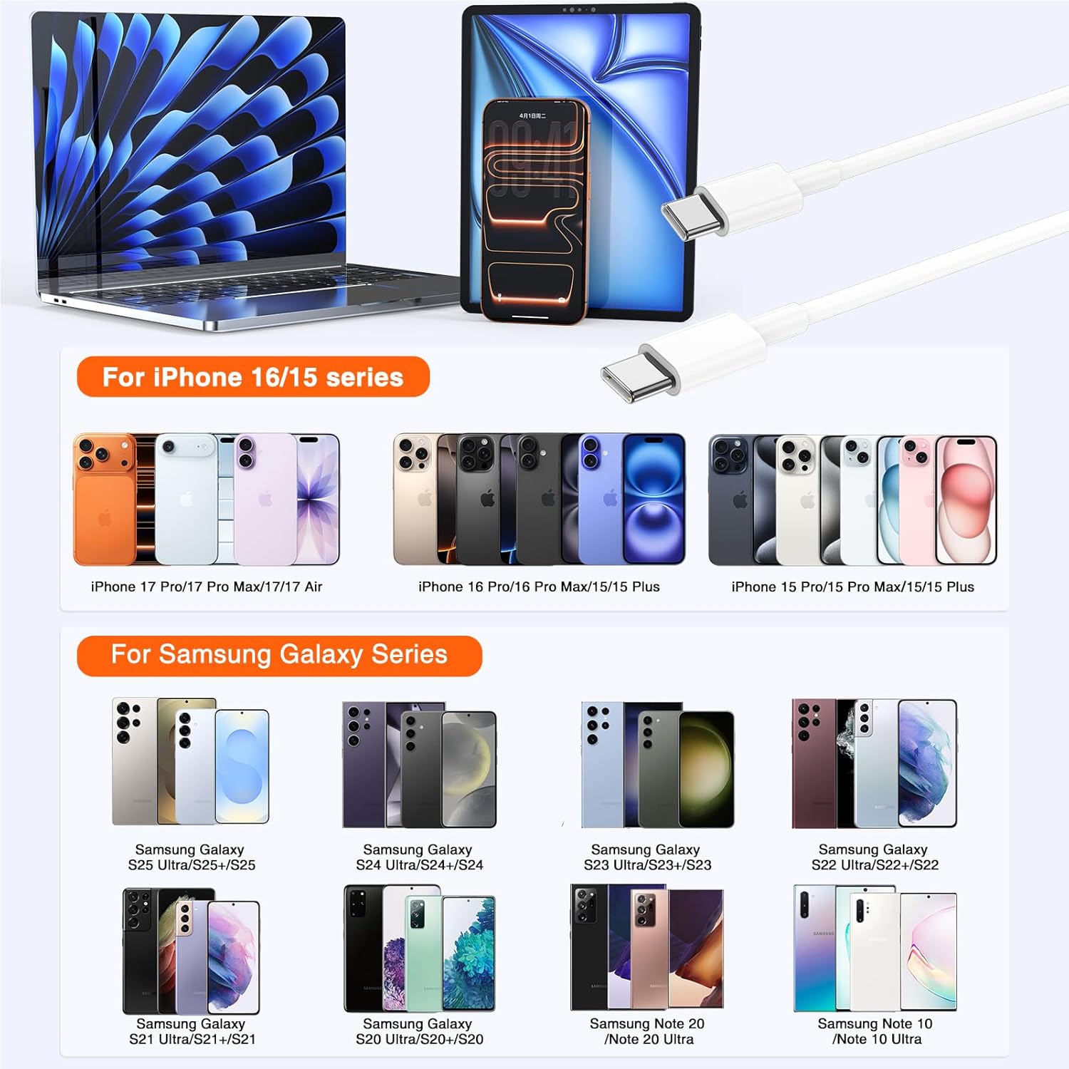 Thumbnail 6 de 2pack 10ft USB C to C Cable