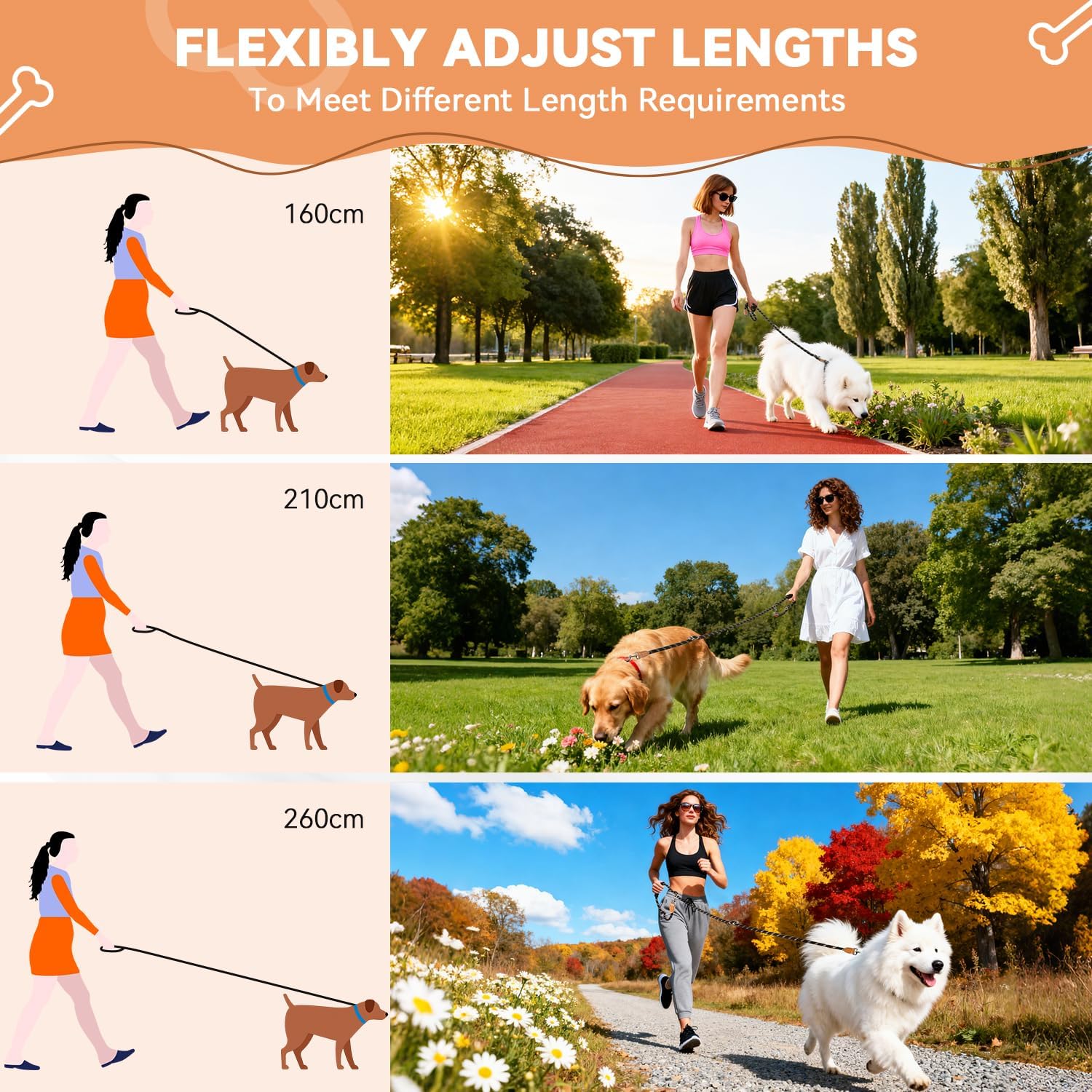 Detalle 2 de PETCOOZ Hundeleine 3M Verstellbare Schleppleine – Vielseitige Doppelleine für Mittel- & Großhunde (20–60 kg)