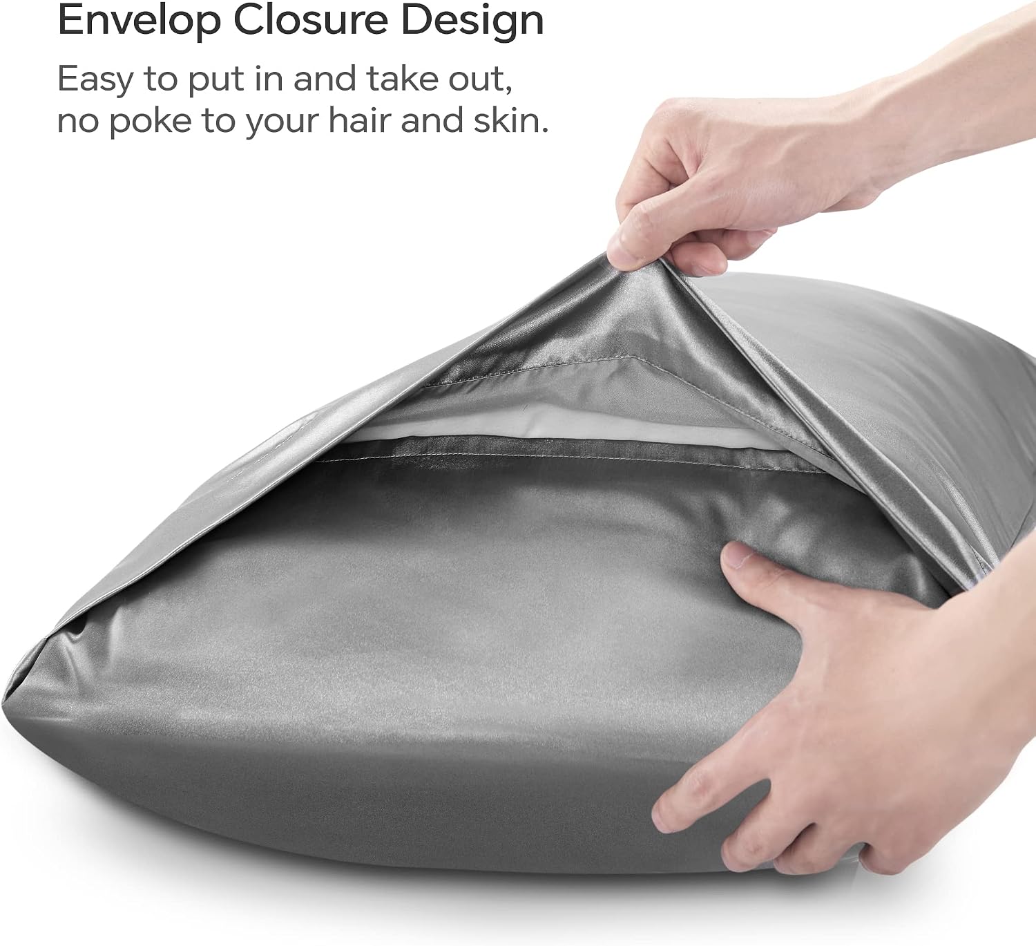 Detalle de BEDELITE BEUSA11M018 Satin Body Pillowcase, 20 x 54 Inch, Gray