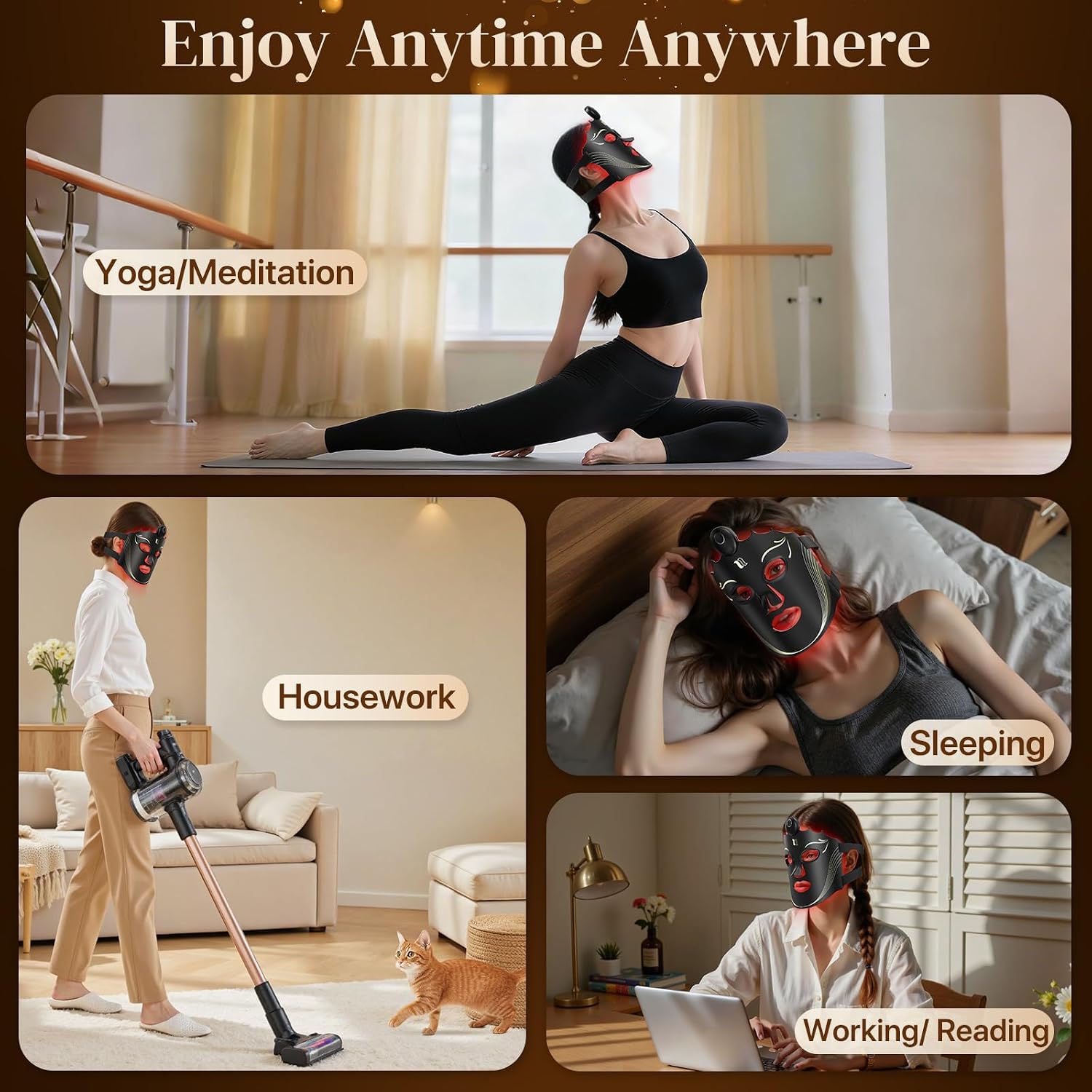 Detalle 2 de UYNUY E100B LED Face Mask with 7 Light Modes and Near-Infrared Light
