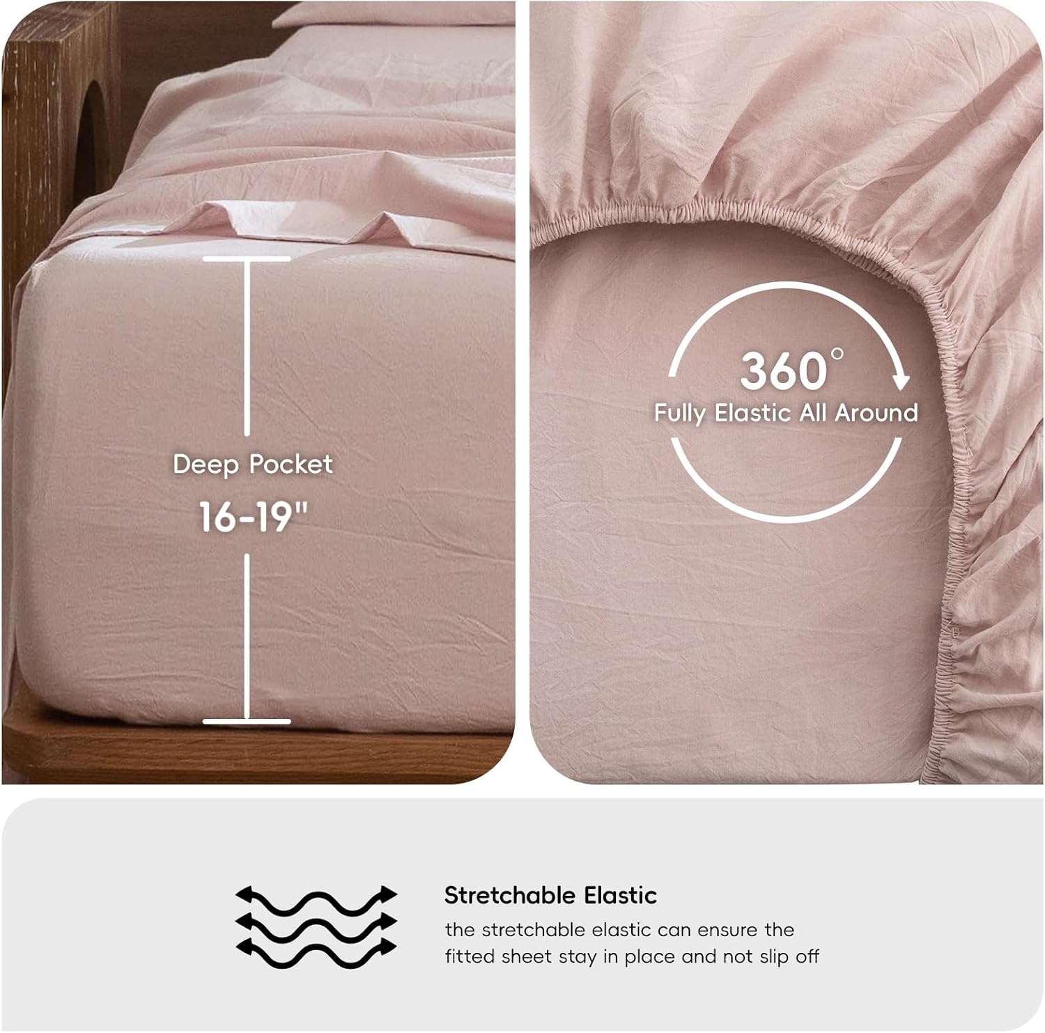 Detalle de MooMee Twin Sheet Set, 17 in Deep Pockets