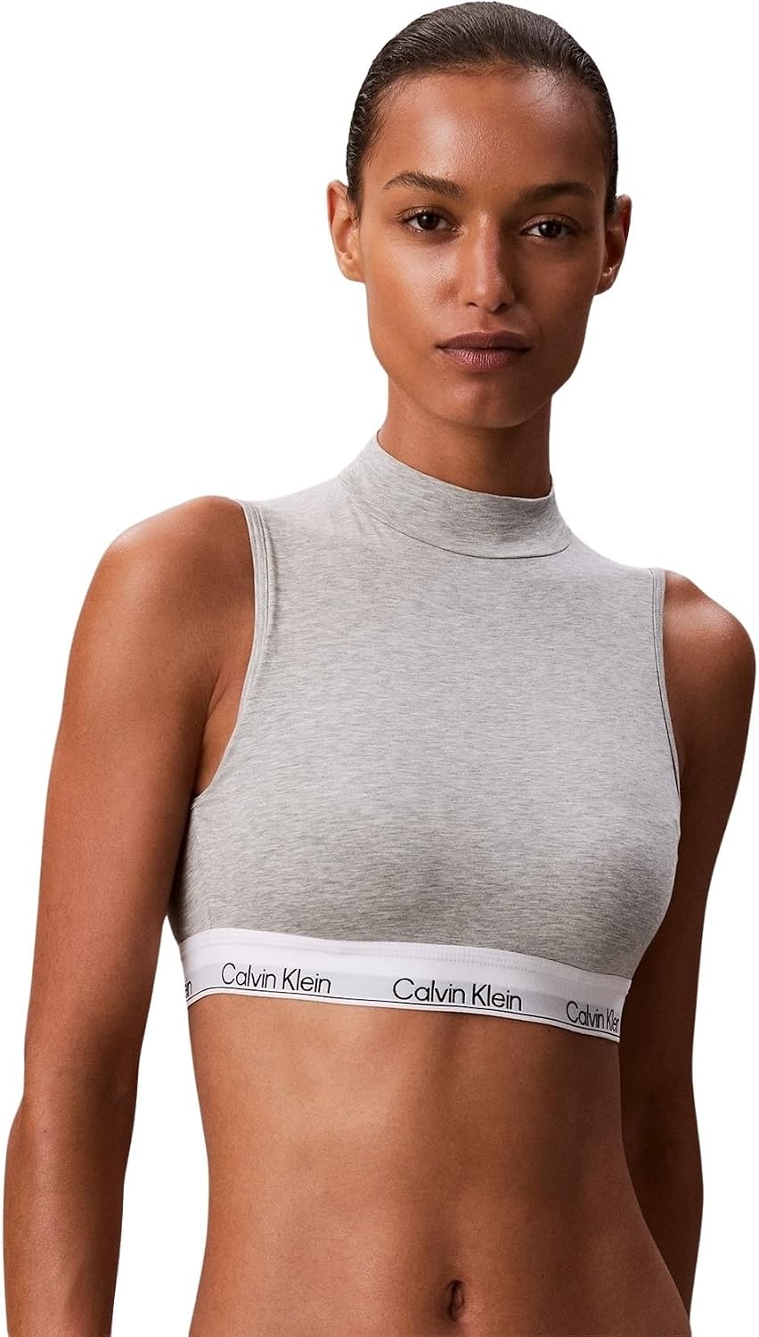 Detalle de Calvin Klein Women's Lightly Lined Mockneck Bralette – Practical Everyday Comfort