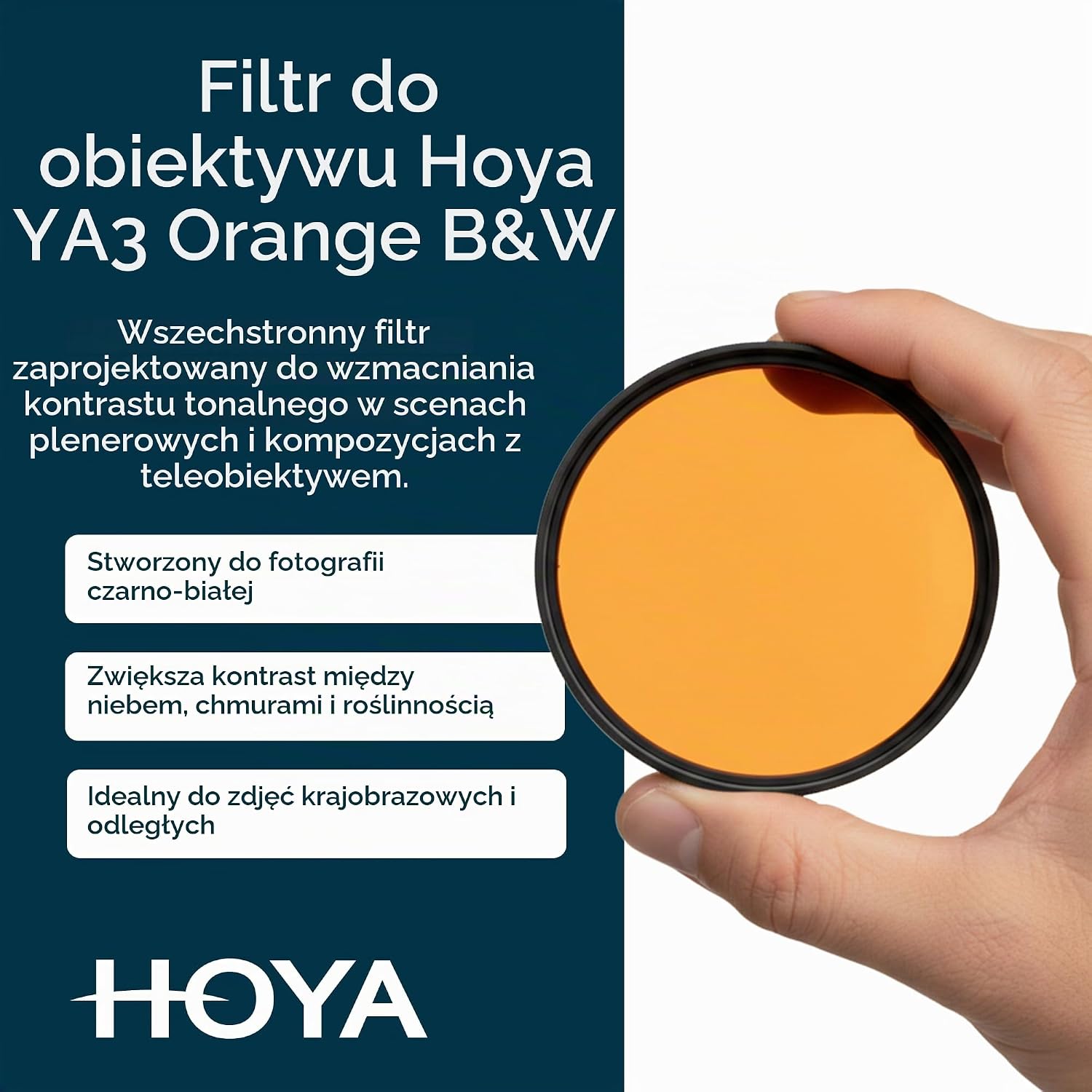 Detalle de Hoya YA3 HMC – pomarańczowy filtr fotograficzny 62 mm