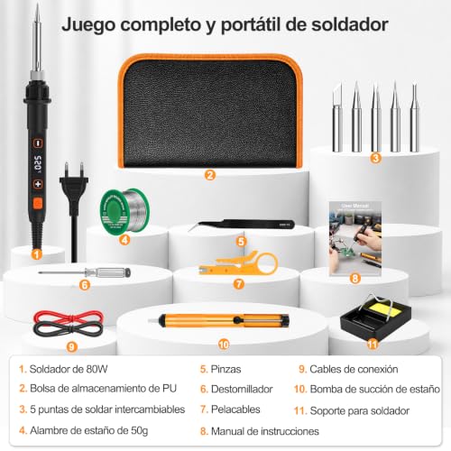 Thumbnail 6 de Beizkna Soldador de Estaño 80W Kit 13 en 1: precisión, seguridad y versatilidad para DIY y reparaciones