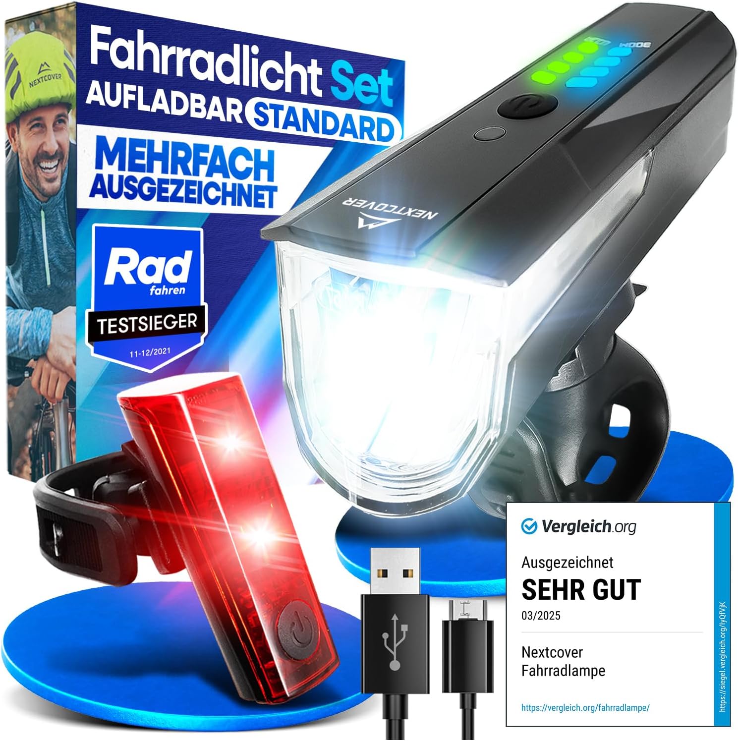 Detalle de NEXTCOVER Fahrradlicht Set LightSense 80 Lux