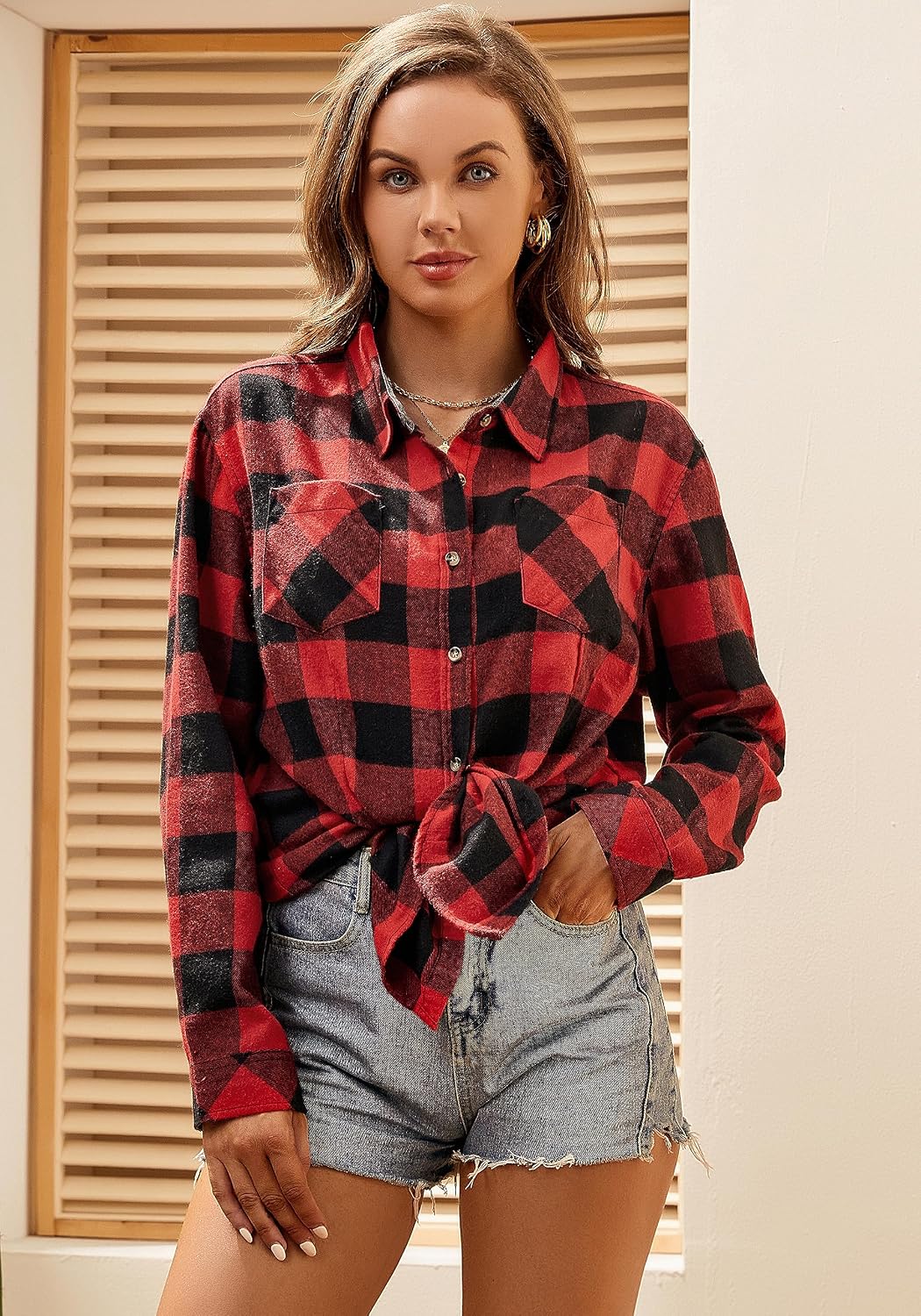 Thumbnail 6 de Esabel.C Women's Flannel Shirt, Cotton Blend