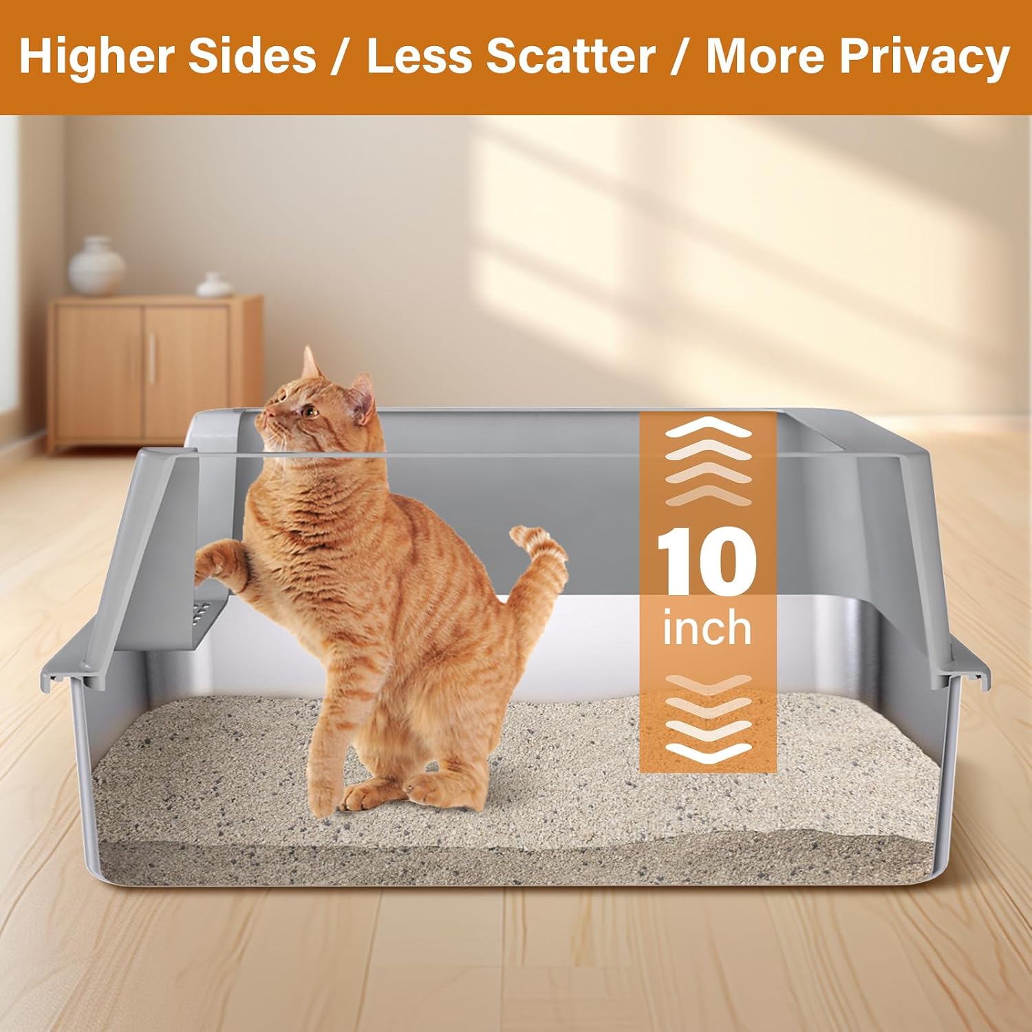 Detalle de Nyutu Stainless Steel Litter Box 2pack, XL 2-Pack with Lid and High Sides