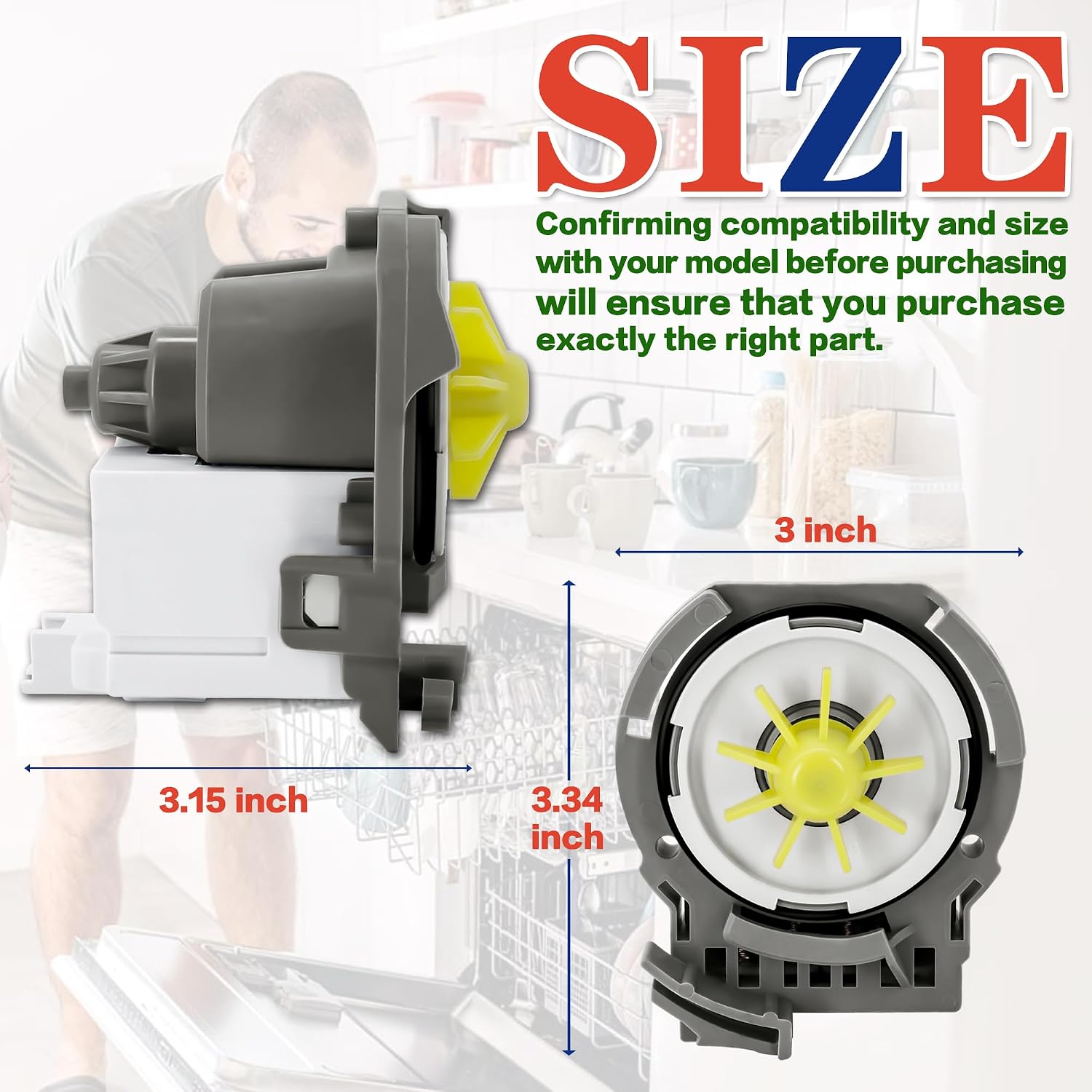 Thumbnail 6 de Bakaoof Dishwasher Drain Pump, 120VAC 45W for Select KitchenAid Models
