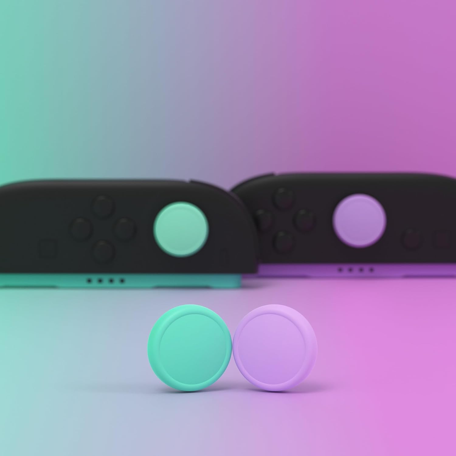 Thumbnail 3 de PlayVital Thumb Grips for Nintendo Switch 2 – 4-Pack Silicone Joystick Caps (Soft Violet & Mint Green)