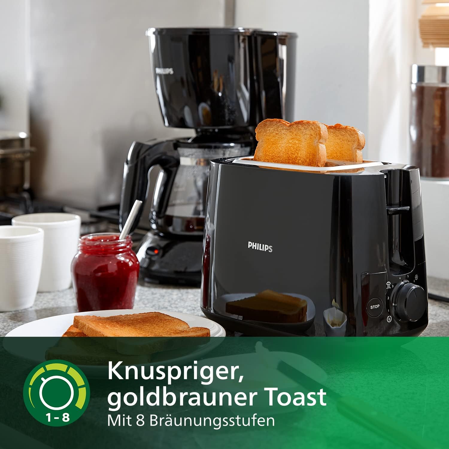 Detalle 2 de Philips HD2581/90 Toaster 2‑Schlitze 8 Stufen