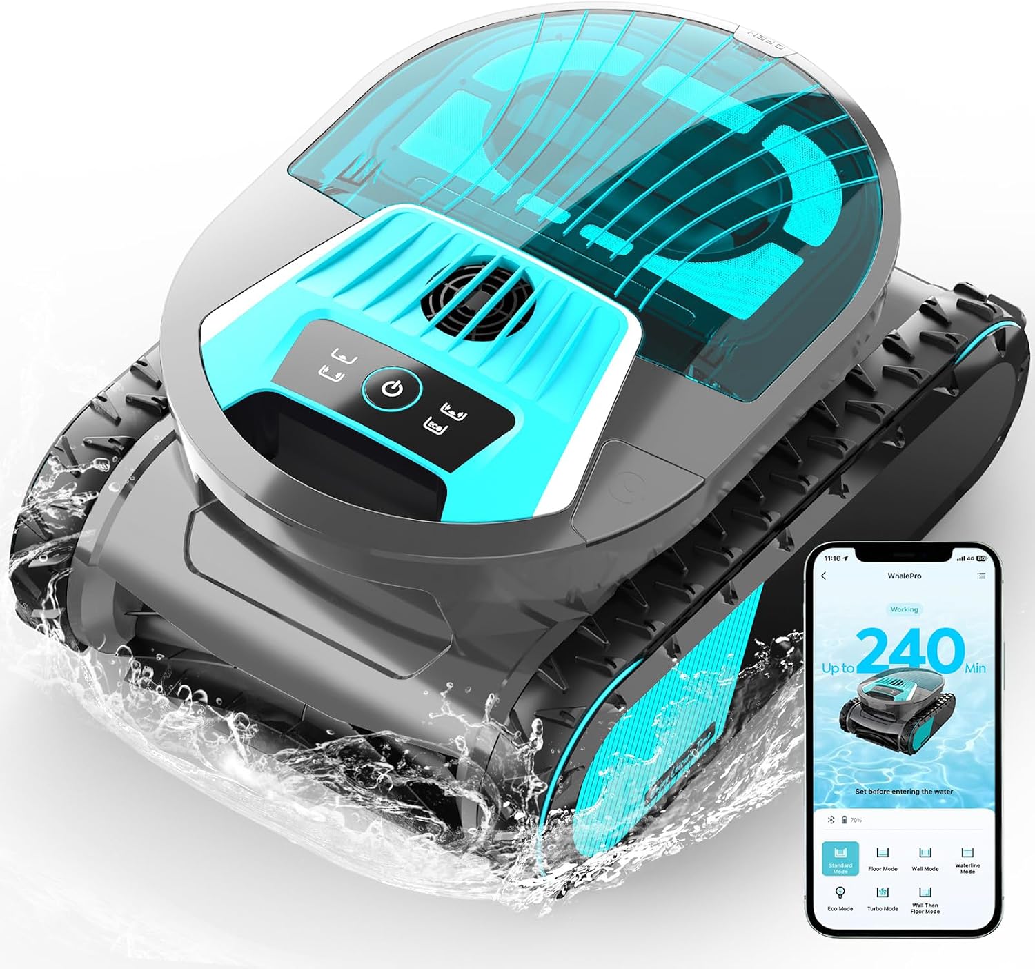 Detalle de Pleco Pro Robotic Pool Cleaner, 240-Minute Runtime