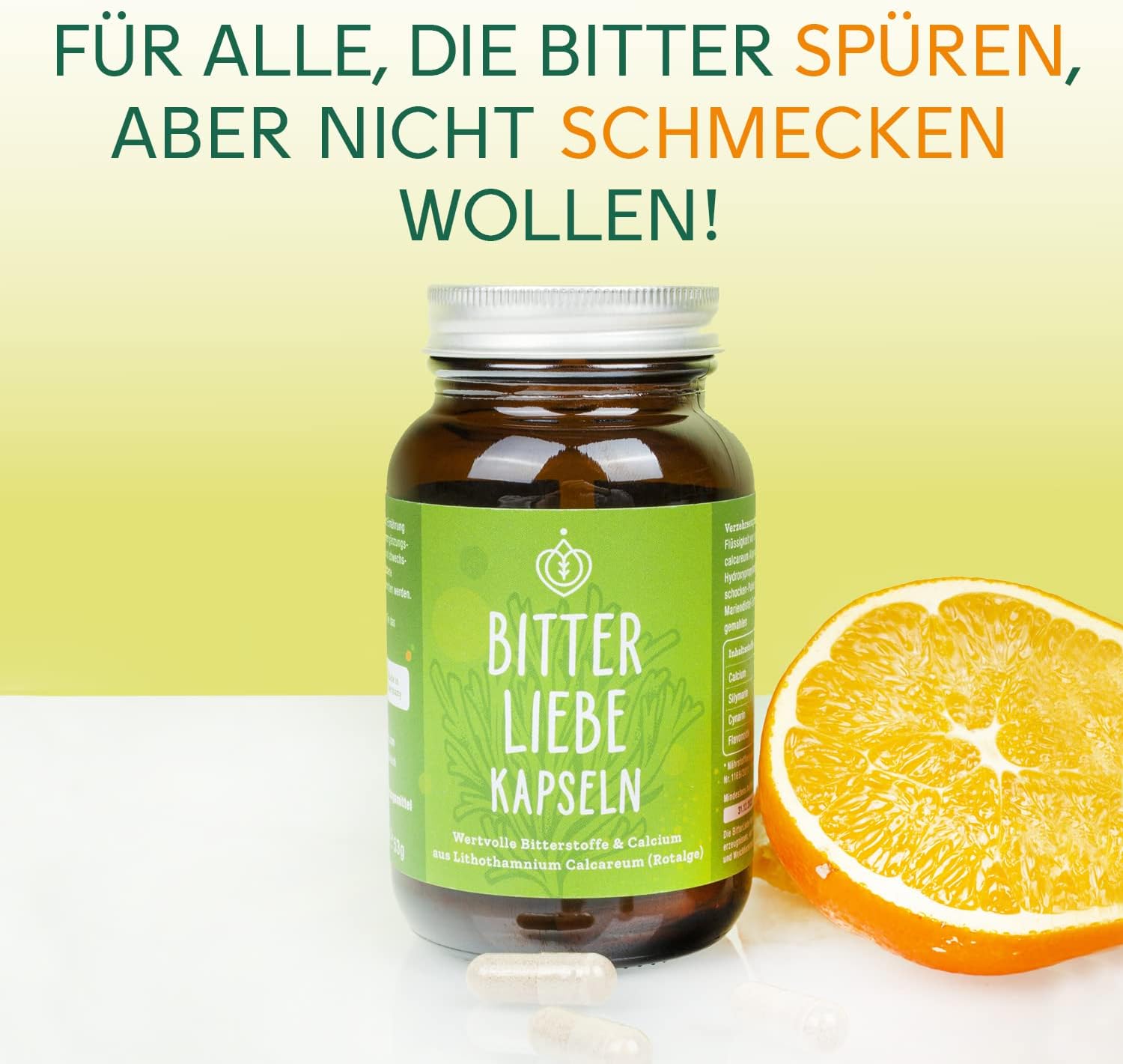 Detalle de BitterLiebe Bitterstoffe Kapseln – Hochdosierte Bitterstoffe mit Mariendistel, Löwenzahn und Artischocke (vegan, Hildegard von Bingen) – 90 Kapseln