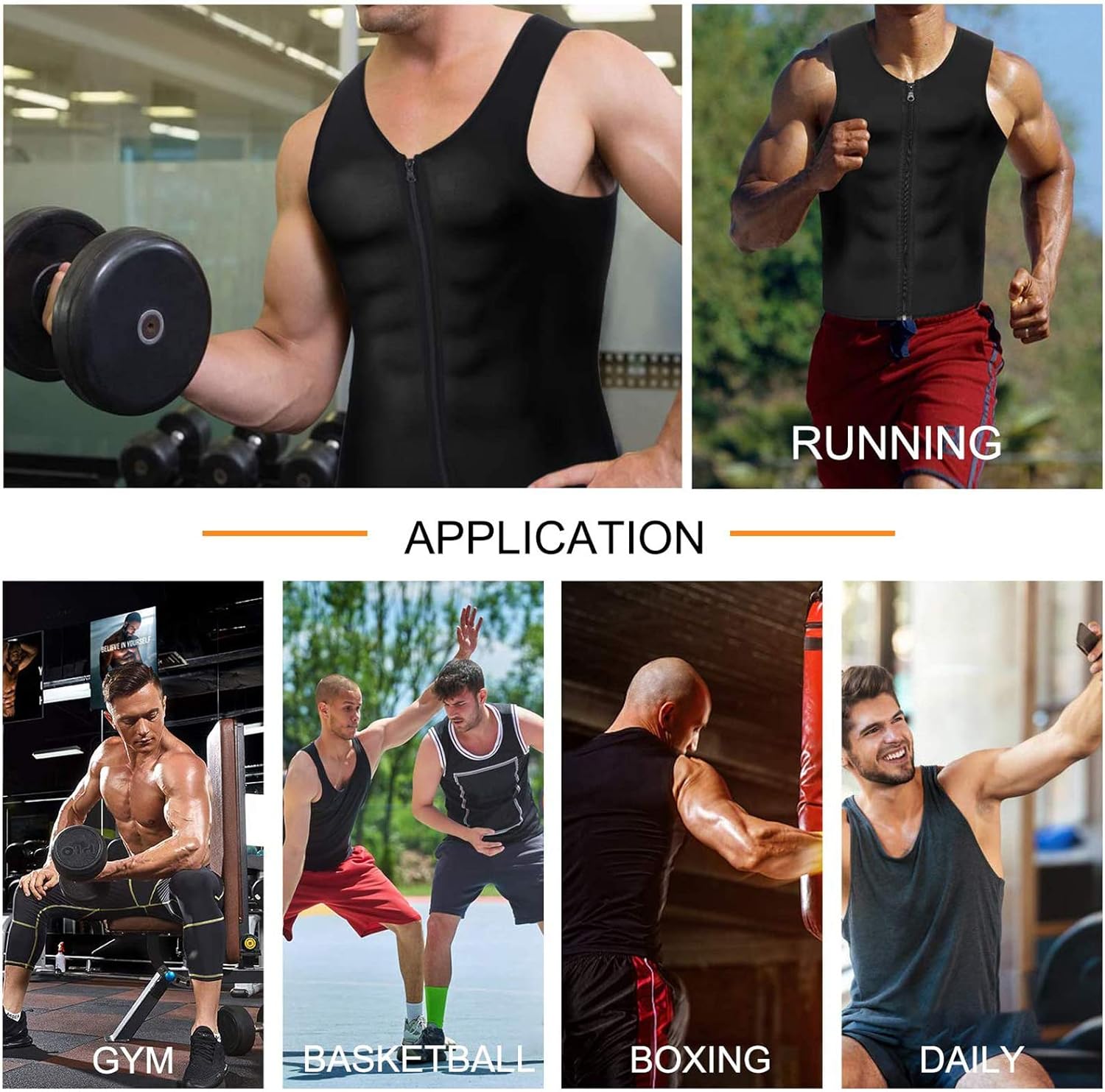 Thumbnail 4 de CHUMIAN Canottiera Dimagrante Uomo con Fascia Addominale in Neoprene – Gilet Sauna per Allenamento