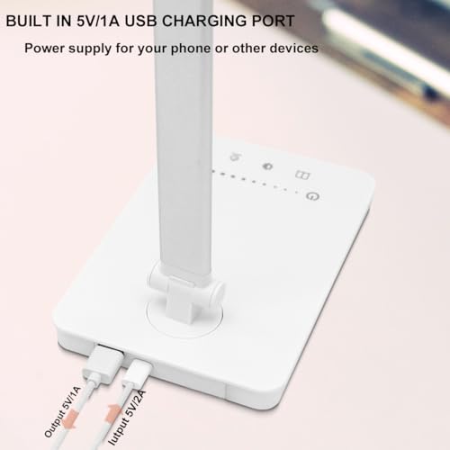 Thumbnail 4 de Qualore Lámpara Escritorio, Flexo Led Escritorio con 5 Niveles de Brillo y 5 Modos, Carga USB-C, Temporizador, Cuidado Ojos, Función de Memoria, Control Táctil, Luz Nocturna Mesita Studiar Infantil