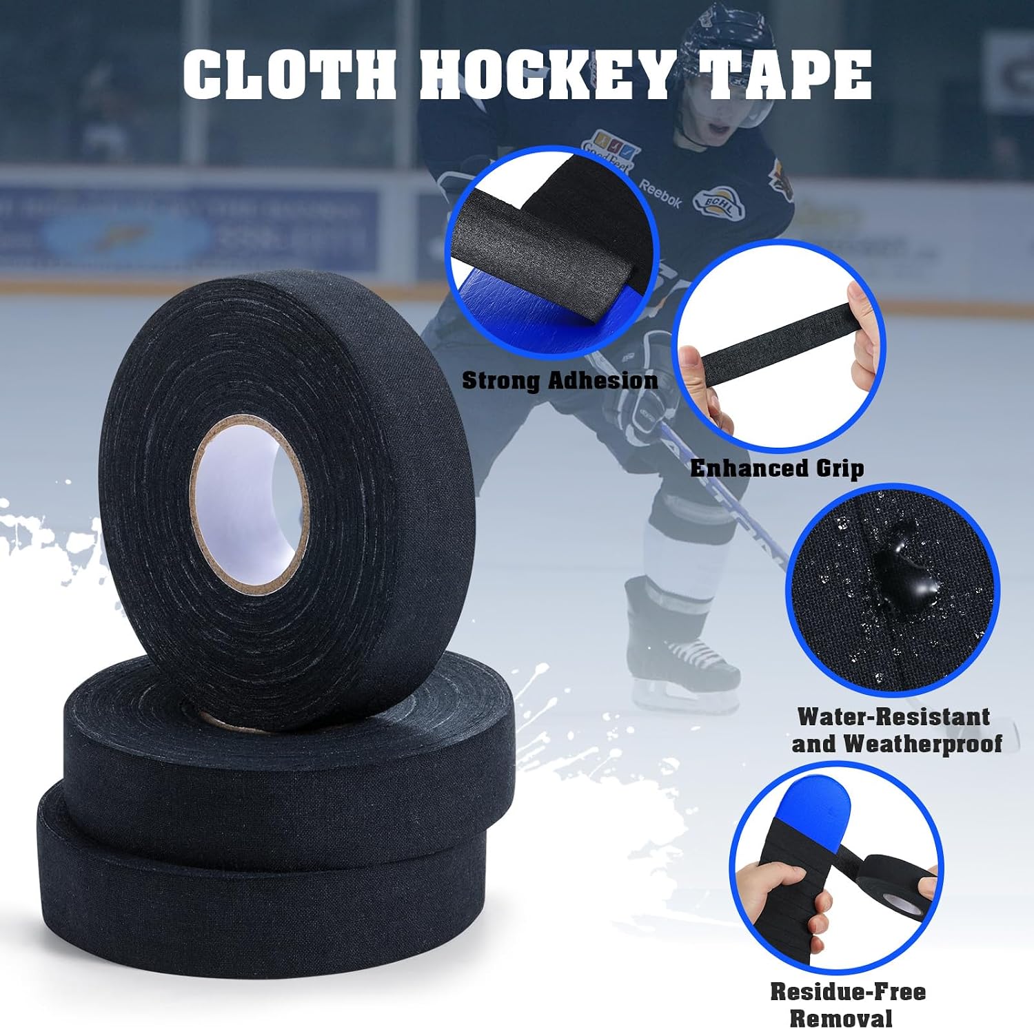 Detalle 1 de AGUZXTM Clear Hockey Tape, 6-Pack for Socks and Shin Pads