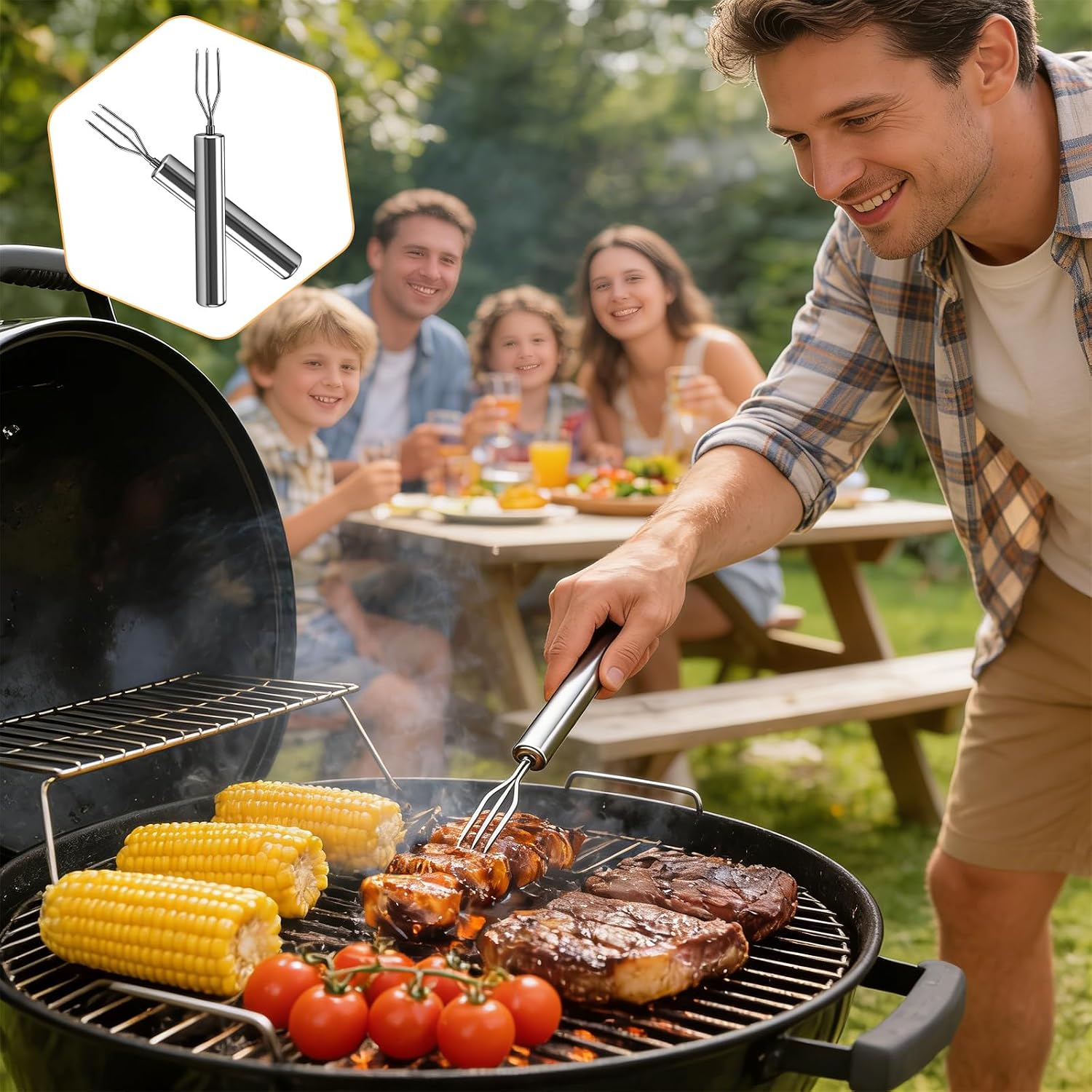 Detalle de Pellkartoffelset Pellkartoffelgabel 6 Stück – Edelstahl-Gabeln, Pellkartoffelhalter und Dreizack-Gabeln für Küche, Grill & Camping