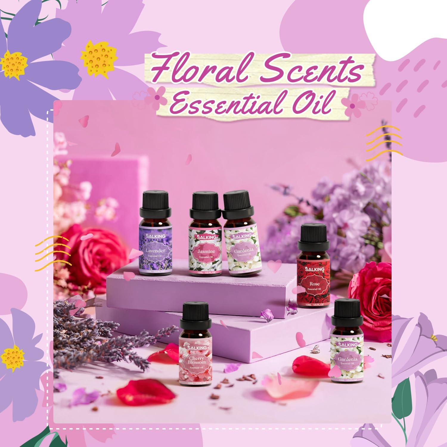 Thumbnail 1 de SALKING Floral Essential Oils Set: 6x10 ml Premium Pure & Natural Fragrance Oils