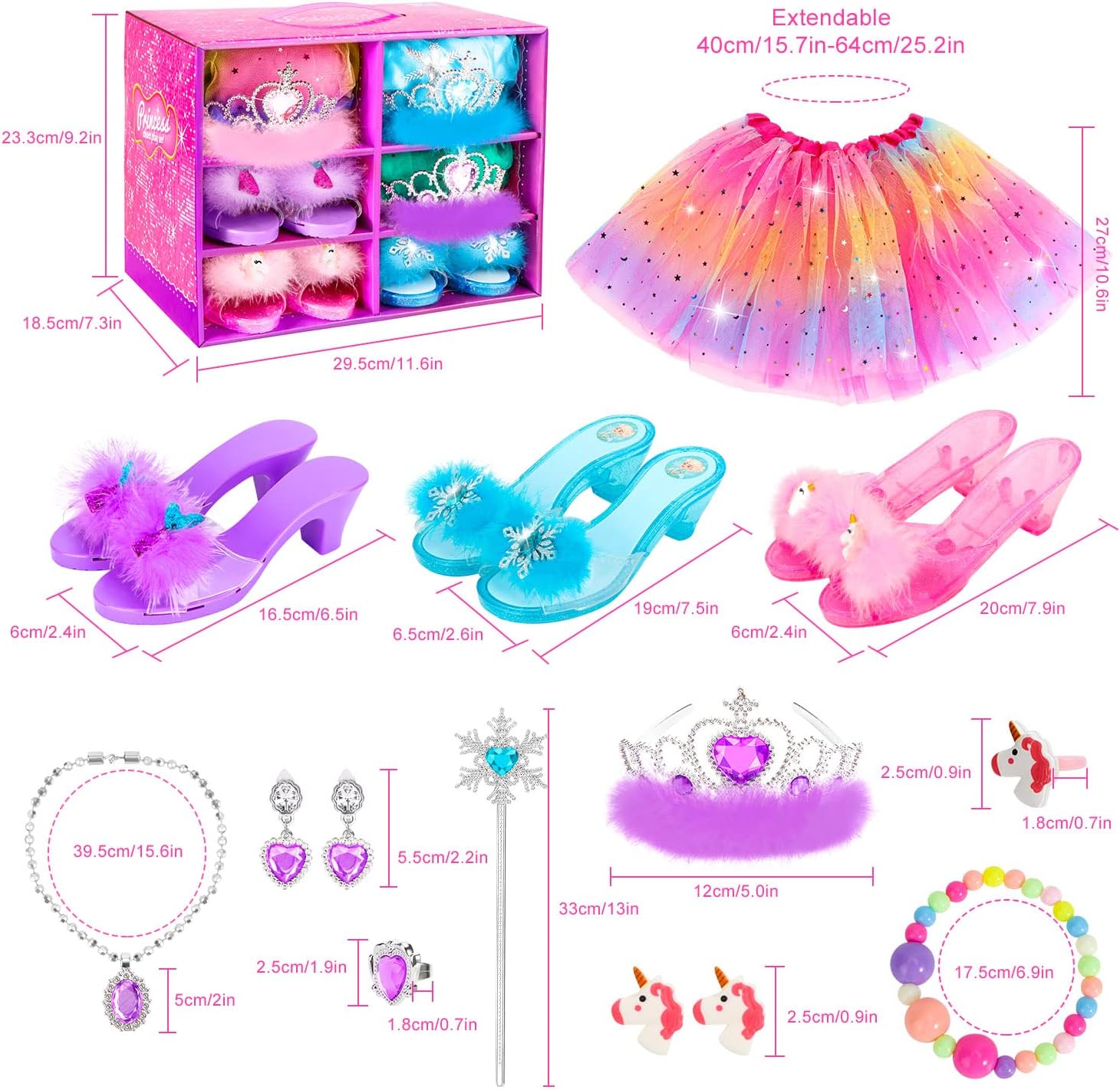 Detalle de Princess Dress Up Shoes Set for Girls (Unicorn, Mermaid & Ice Princess Themes)