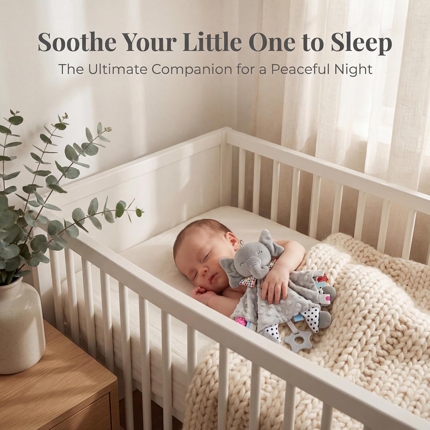 Thumbnail 5 de UNMOT Baby Comforters Blanket – grey elephant newborn soft touch comforter with taggies teether