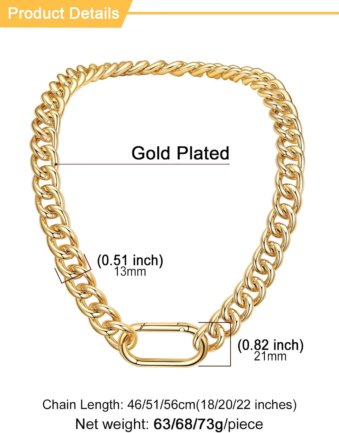 Detalle 2 de U7 Collana Catena Cubana 13 mm