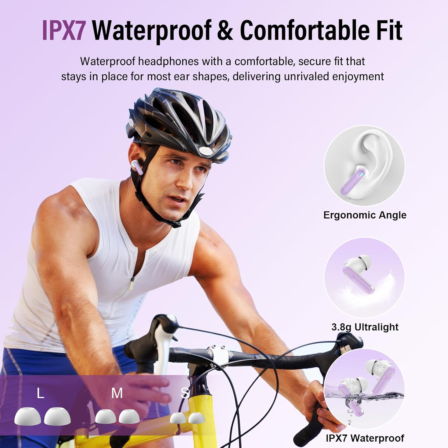 Thumbnail 6 de Touchscreen Bluetooth In-Ear-Kopfhörer mit ANC+ENC, 48 Std. Bass & IP7, Bluetooth 5.4 (USB‑C) – Lila