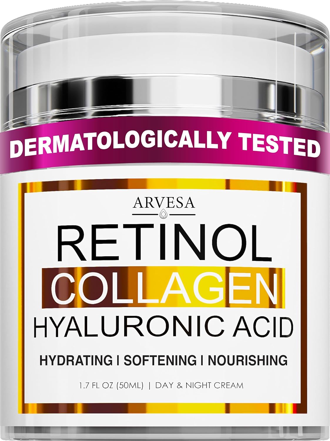 Detalle de Arvesa CLG3 Retinol Face Cream with Hyaluronic Acid, Collagen, 50 mL