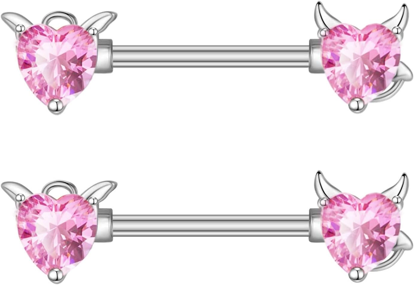 Besyvvin Nipple Bars 14mm stainless steel 14G nipple rings (heart, butterfly) CZ