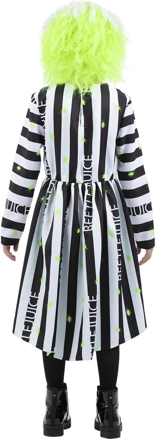 Detalle de Smiffys Beetlejuice Kinderkostüm – Offiziell lizenziertes Beetlejuice Stipe Kleid (Alter 4–6 Jahre)